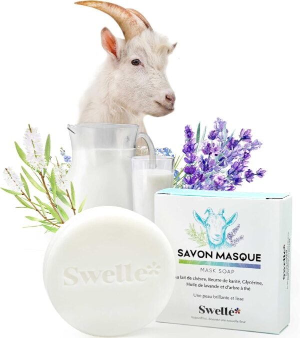 صابون ماسک شیر بز SWELLE، زیبایی صورت و ماسک، ضد جوش سرسیاه + صابون مراقبت صورت و پوست SWELLE با شیر بز و عسل | بسته دوتایی